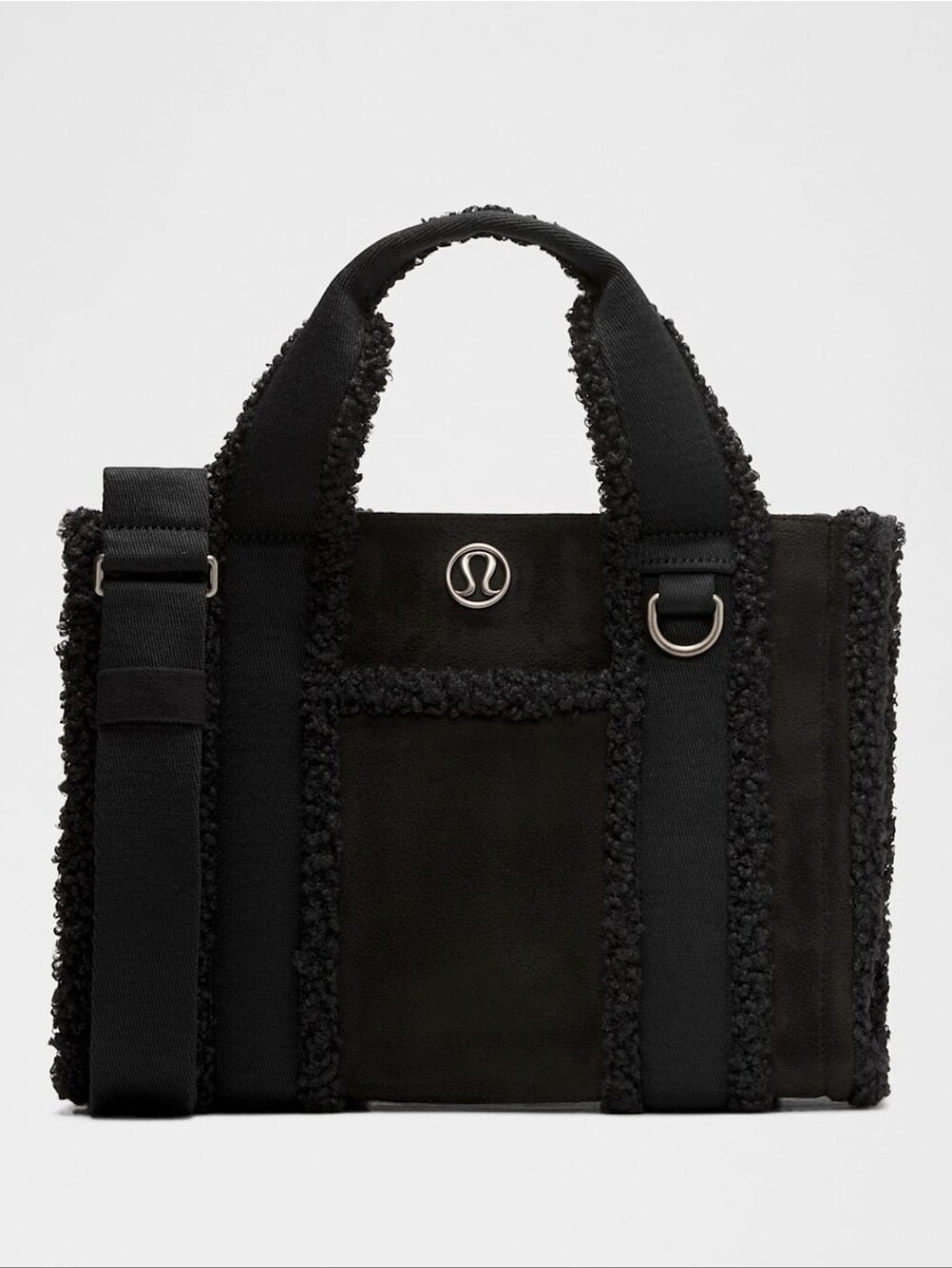Lululemon Boxy Mini Tote Bag 4.5L Faux Shearling Trims Black
